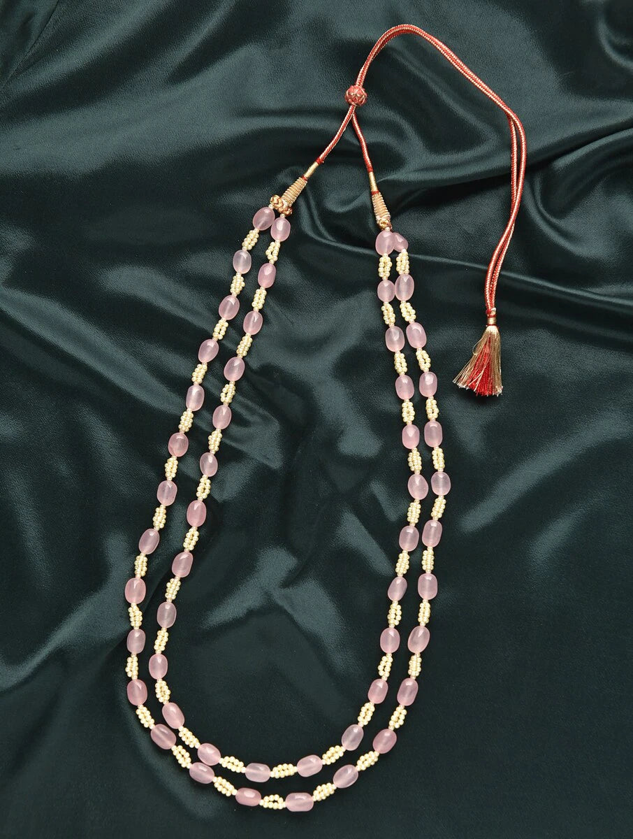 Rose Quartz and Pearl Double Line Necklace