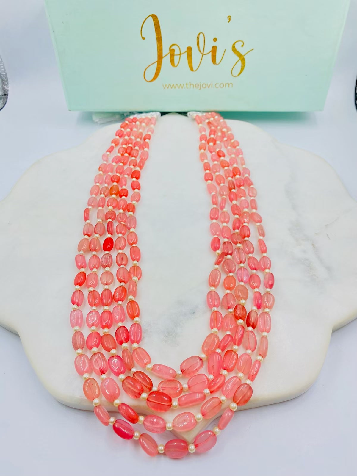 Peach Quartz Multiline Necklace