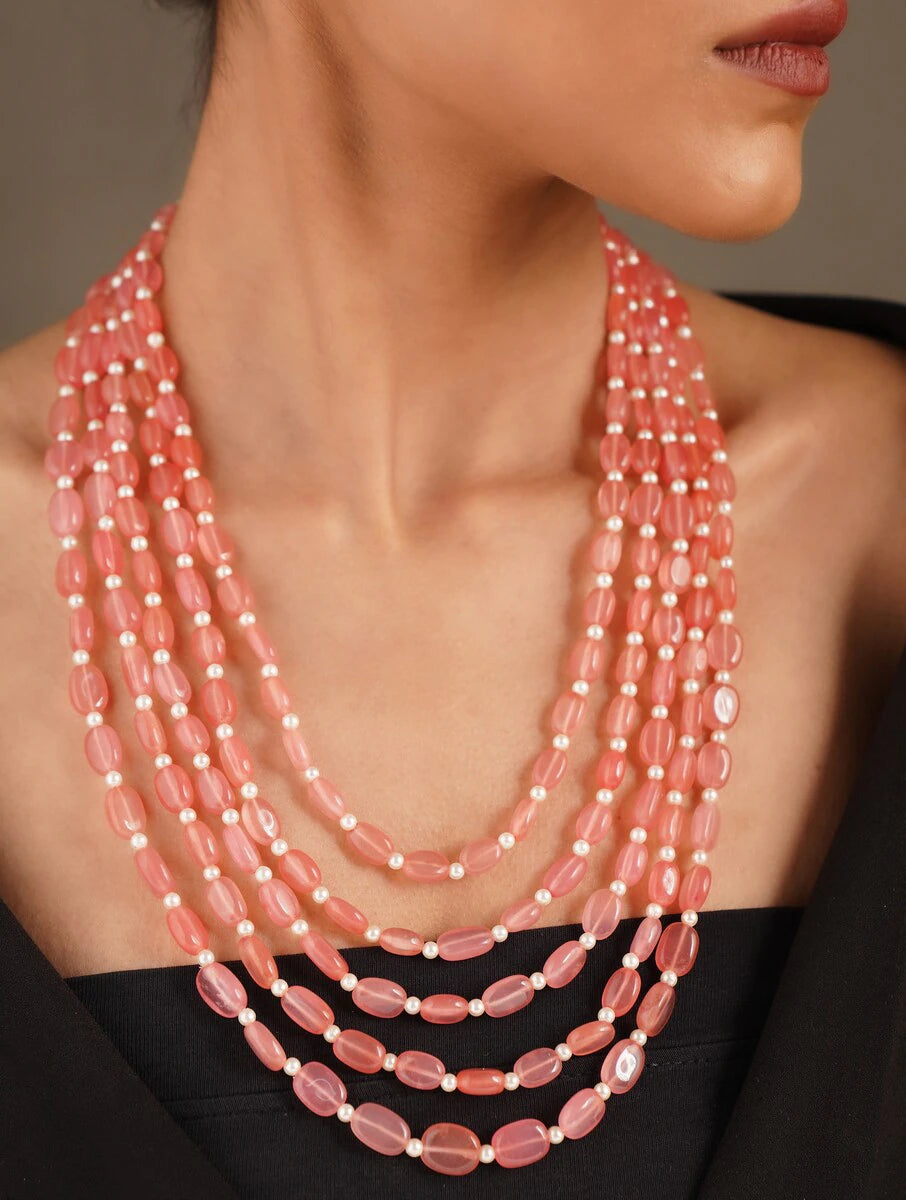 Peach Quartz Multiline Necklace