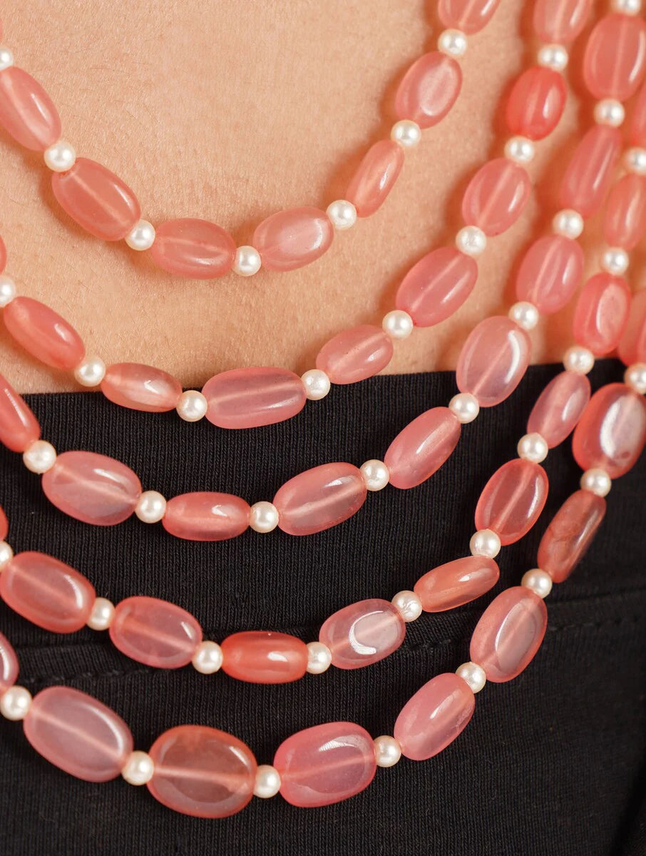 Peach Quartz Multiline Necklace