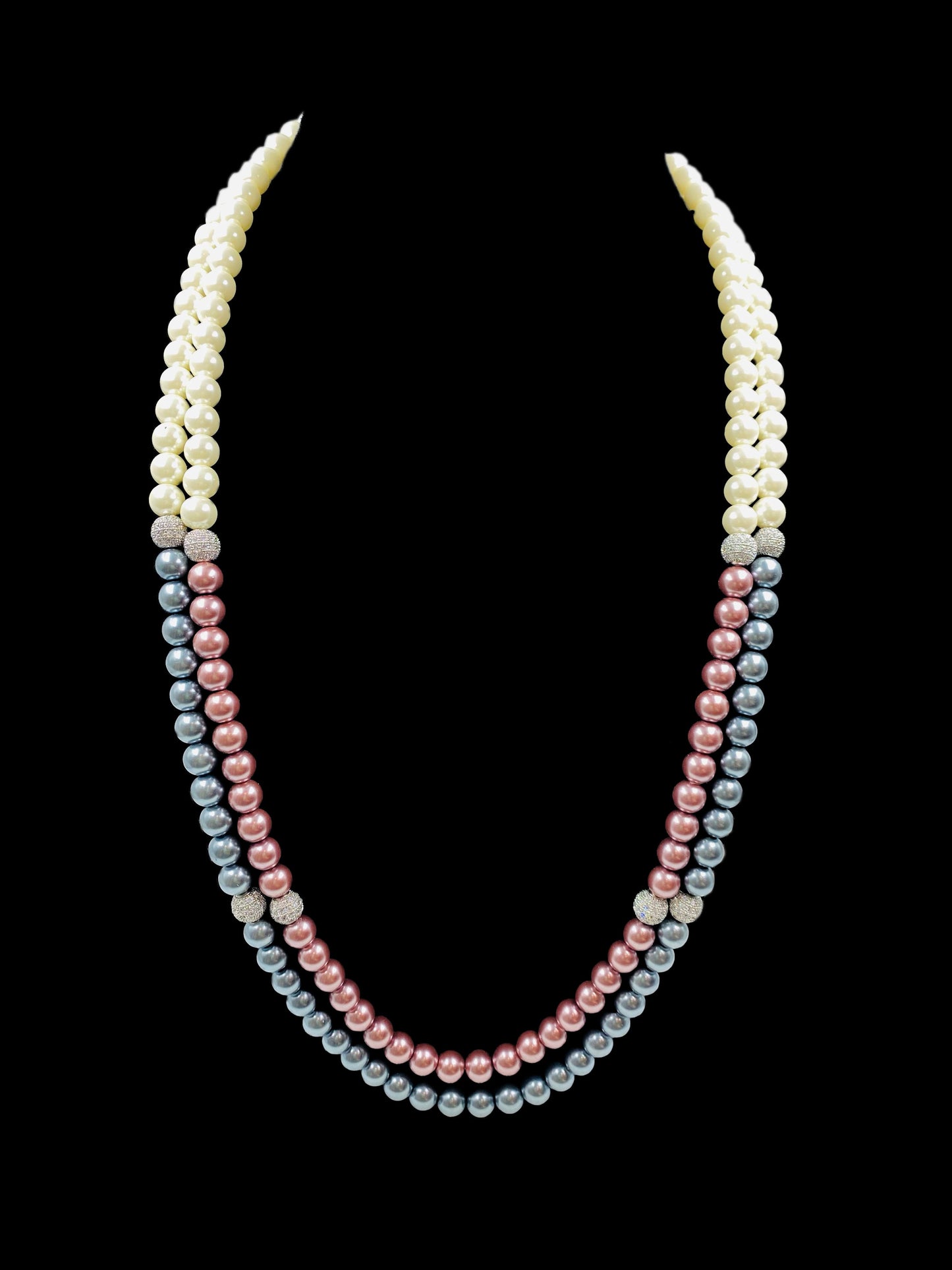 Double Line Shell Pearl Necklace