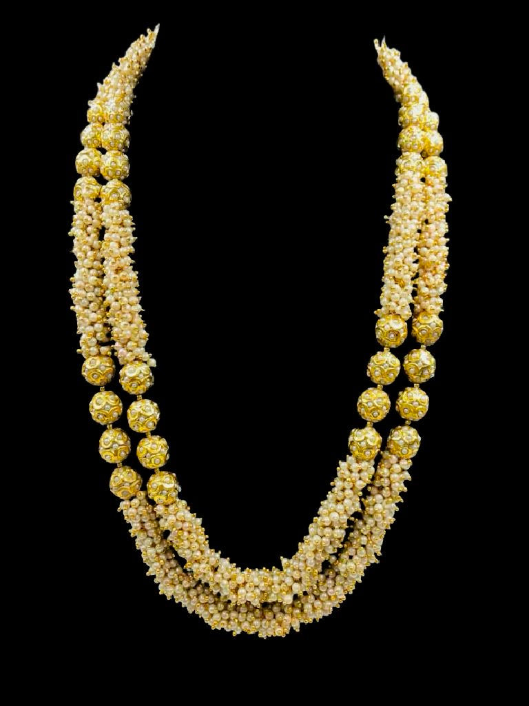 TRADITIONAL PEARL DOUBLE LINE NECKLACE WITH EARRINGS