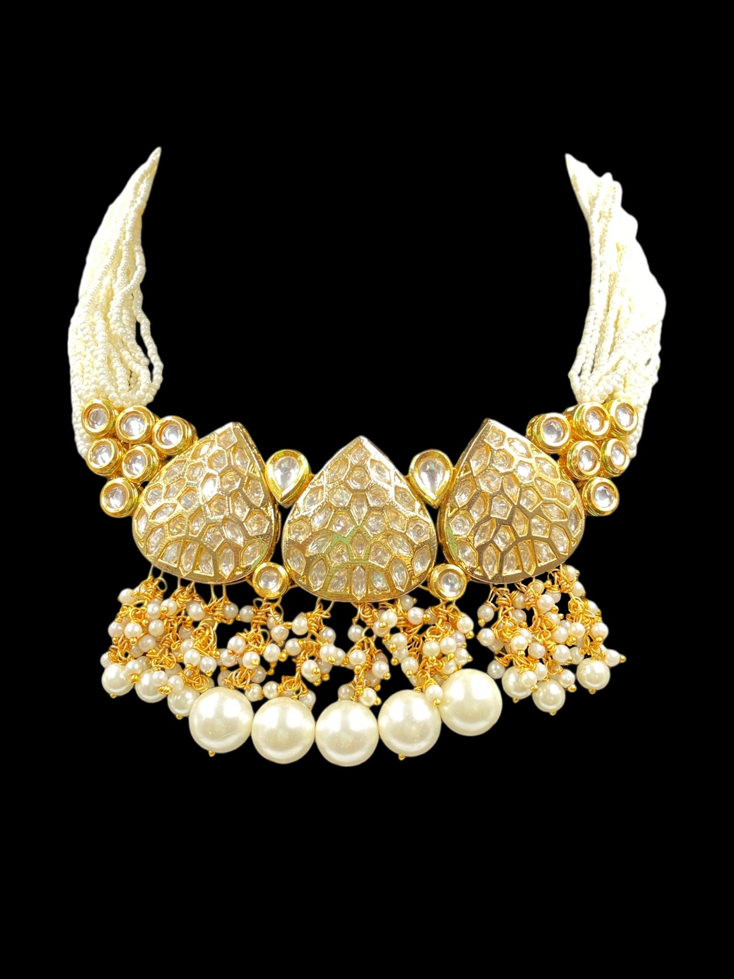 POLKI & PEARL NECKLACE WITH EARRINGS