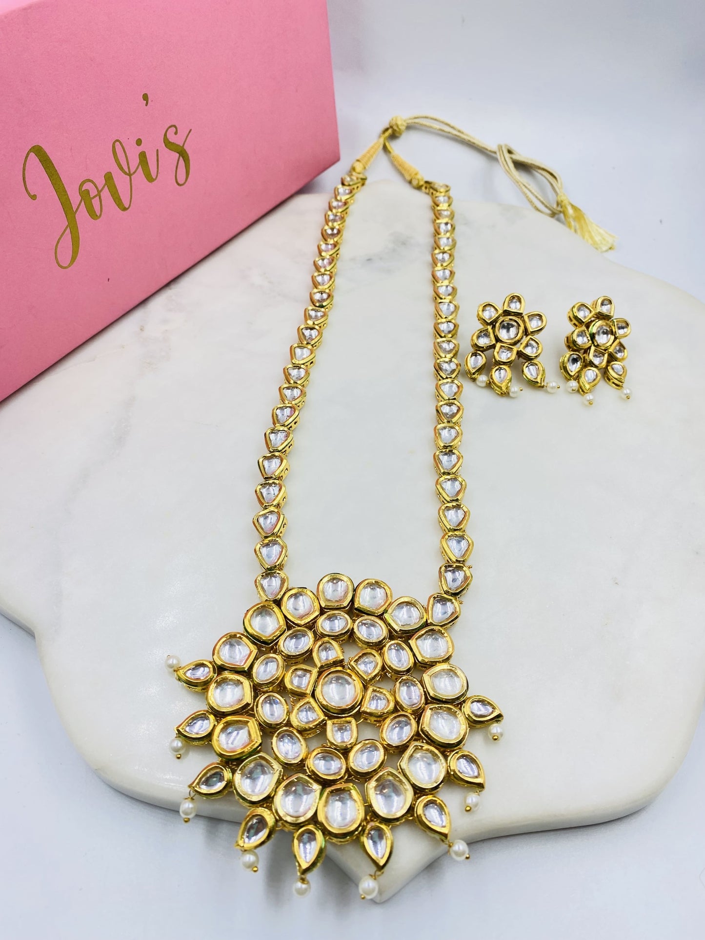 KUNDAN LONG NECKLACE WITH EARRINGS