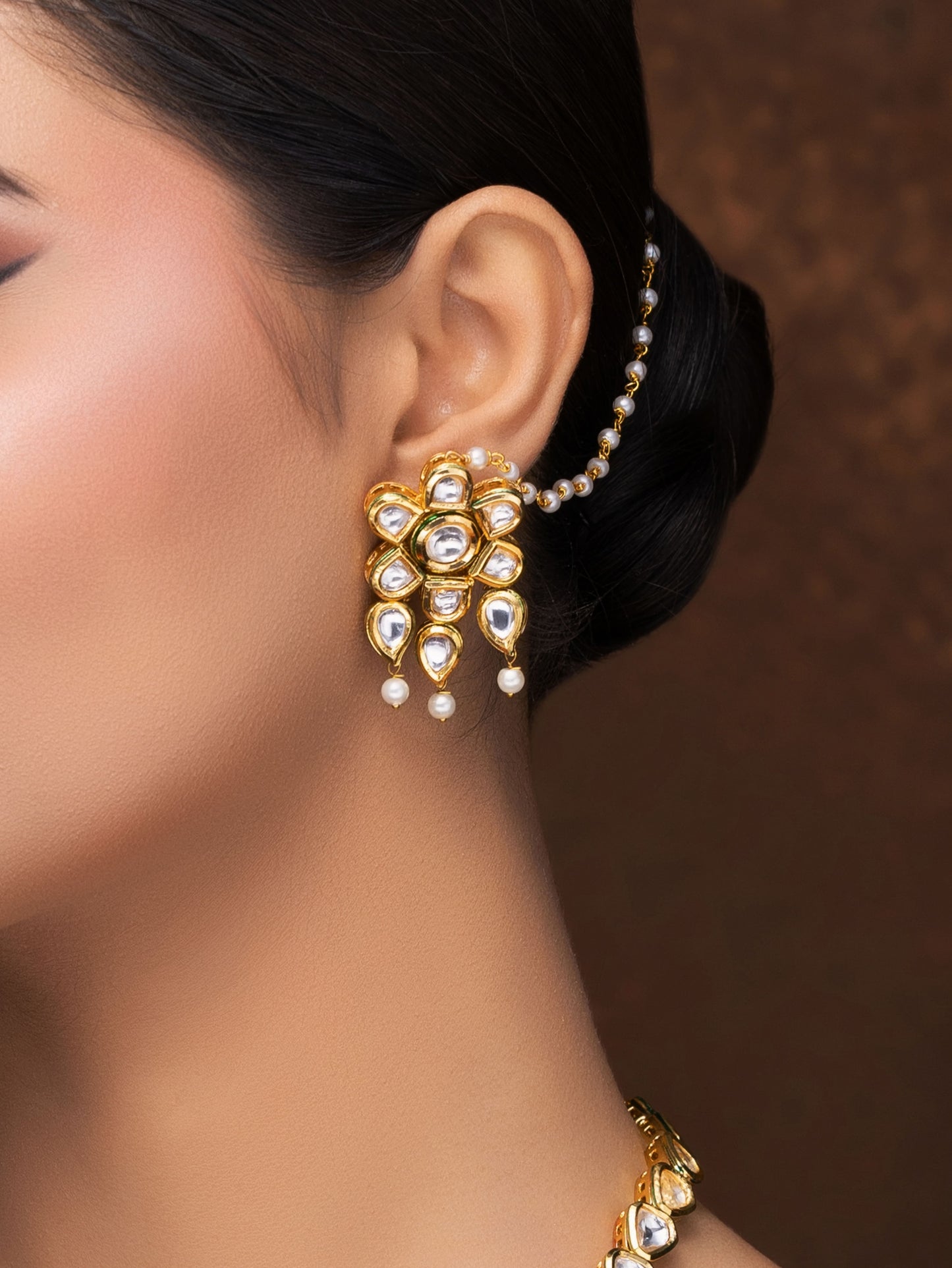 KUNDAN LONG NECKLACE WITH EARRINGS