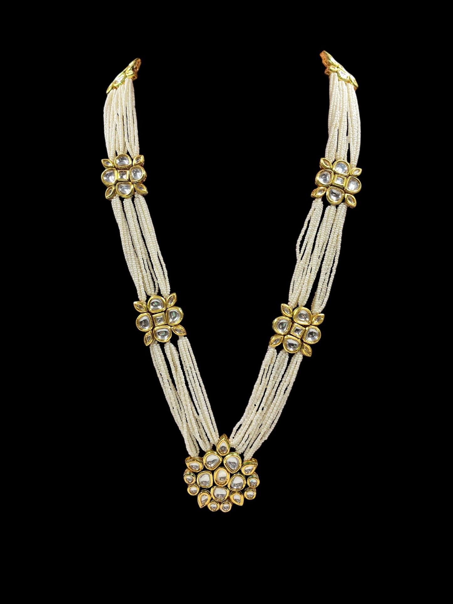 PEARL AND KUNDAN LONG NECKLACE WITH EARRINGS