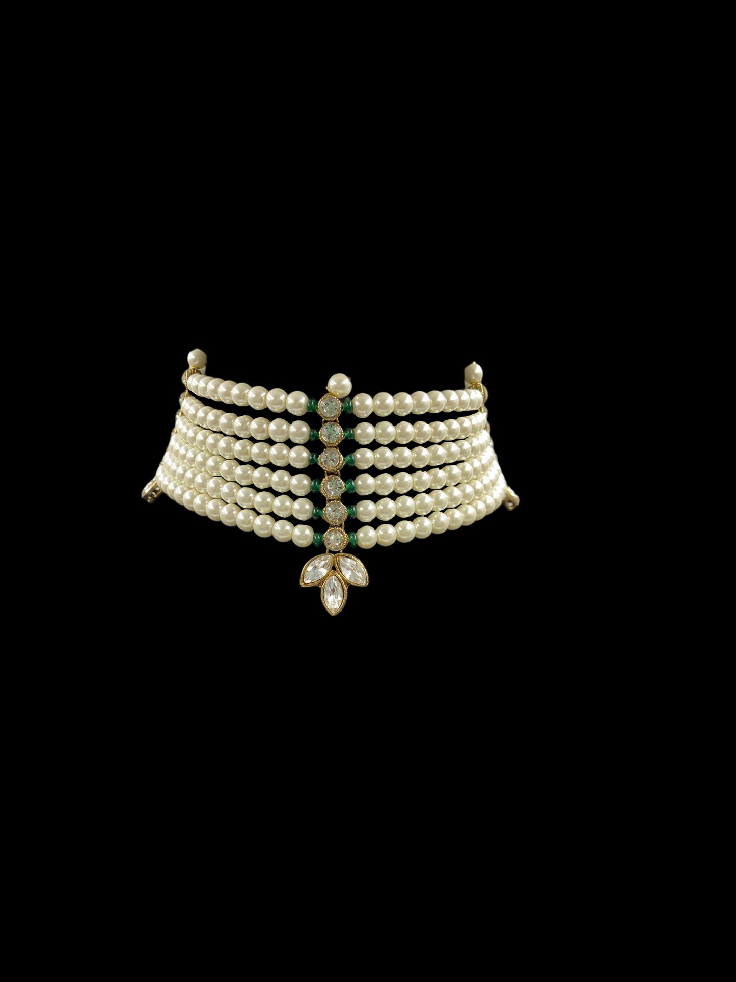 PEARL AND POLKI CHOKER WITH EARRINGS