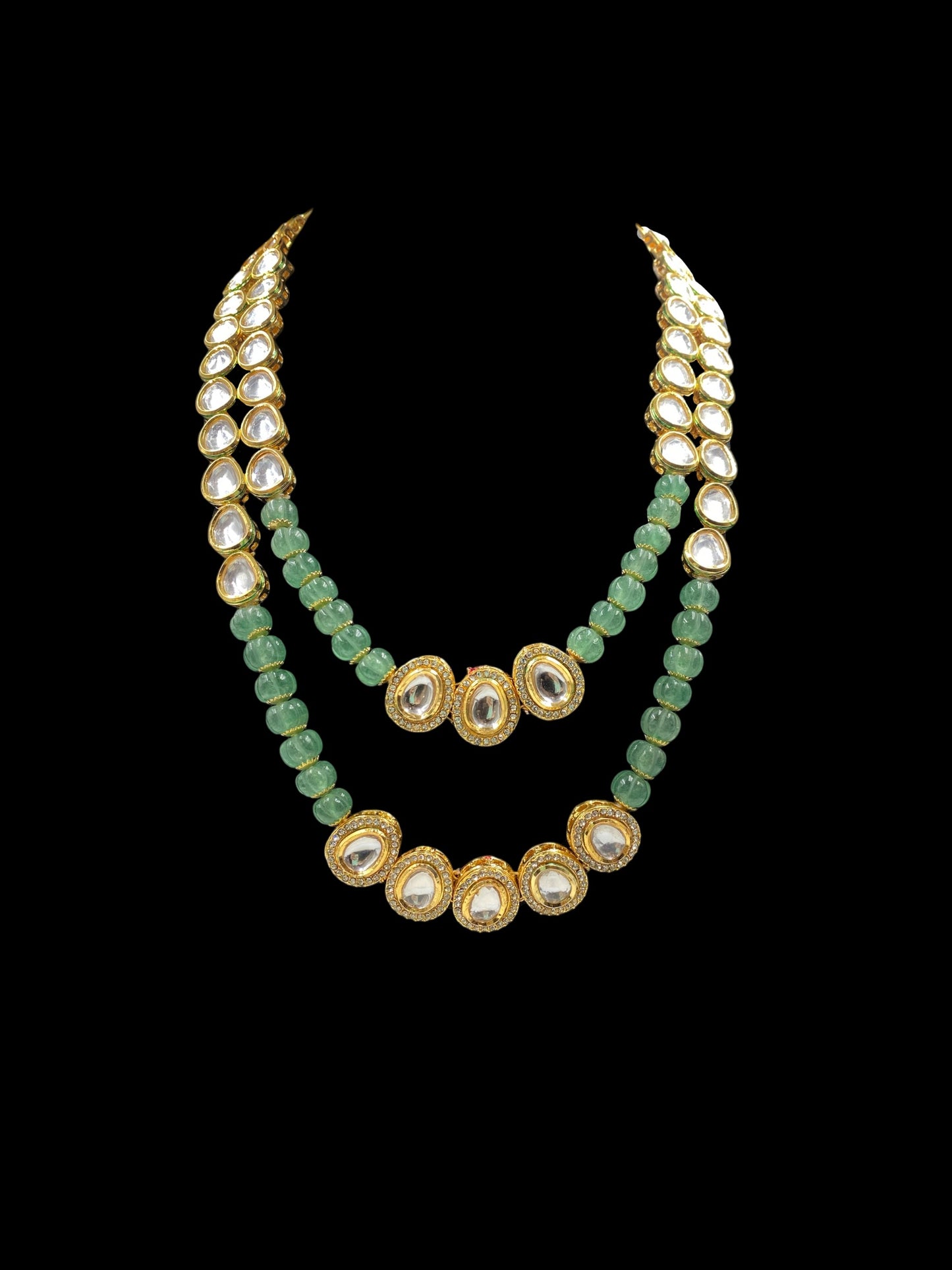 MELON AND KUNDAN NECKLACE WITH EARRINGS