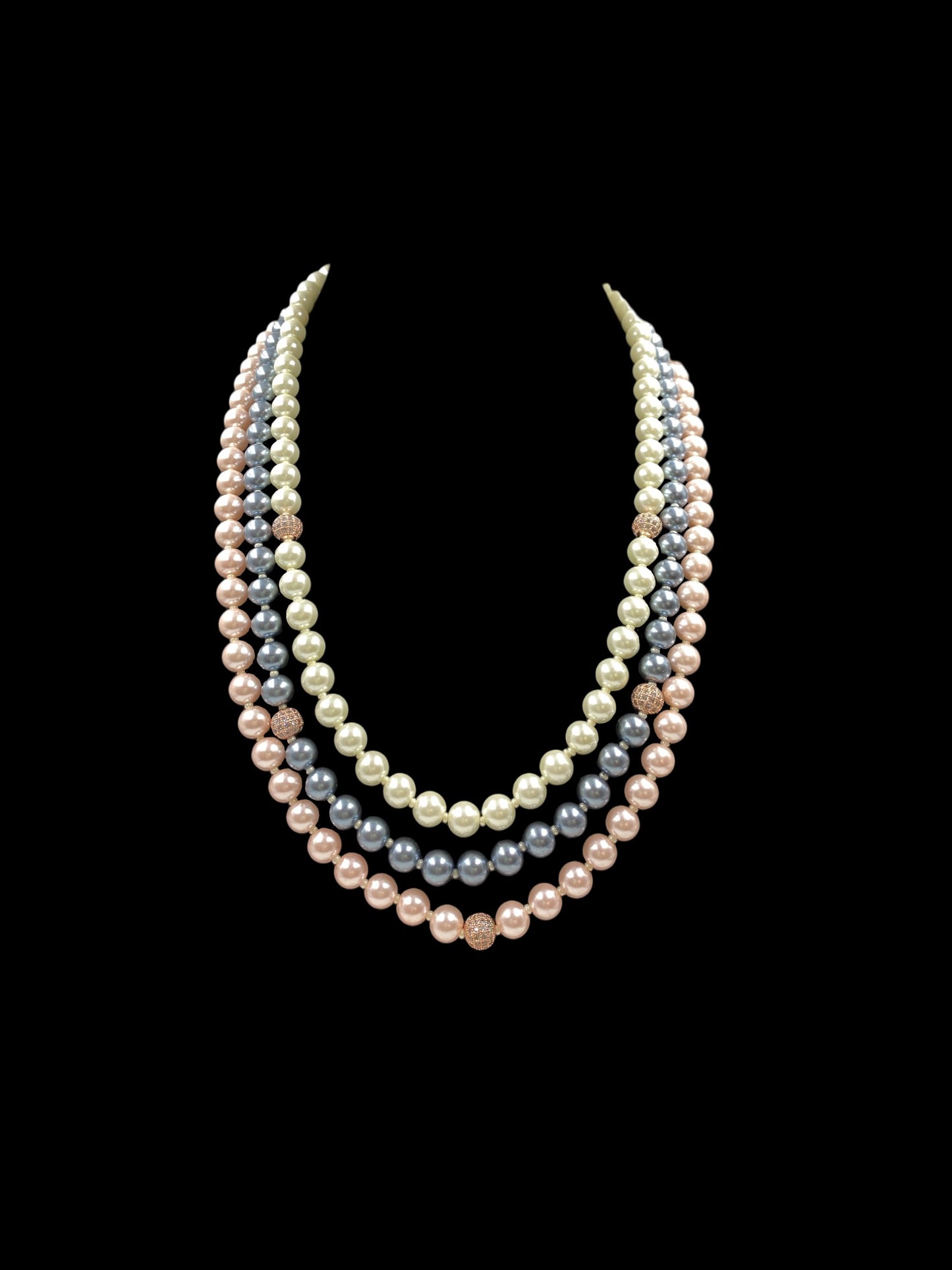 TRIPLE LINE SHELL PEARL NECKLACE