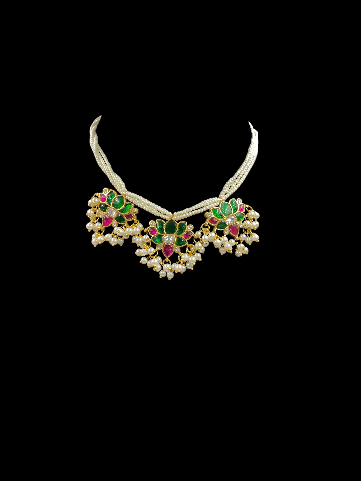 KUNDAN MEENAKARI NECKLACE WITH EARRINGS