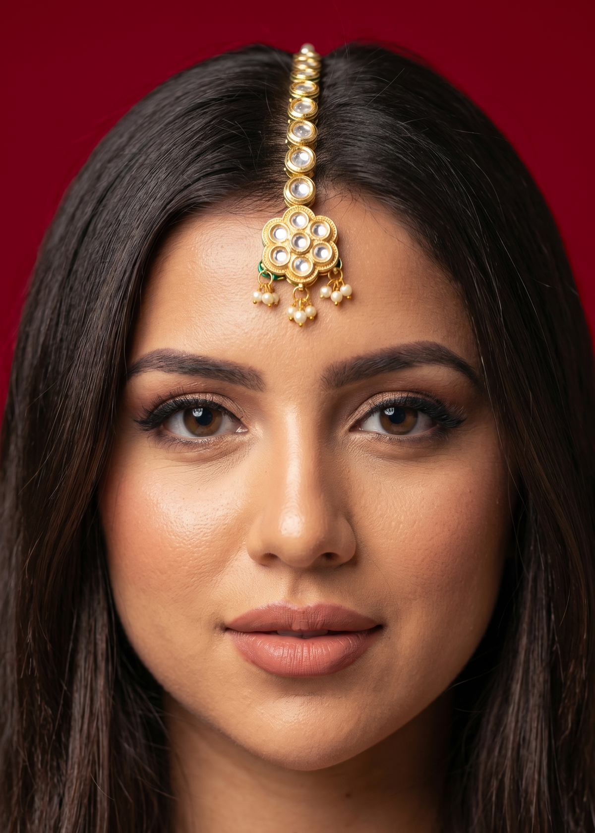 Kundan with Pink Drop Mangtika