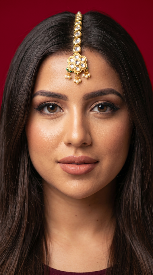 Kundan with Pink Drop Mangtika