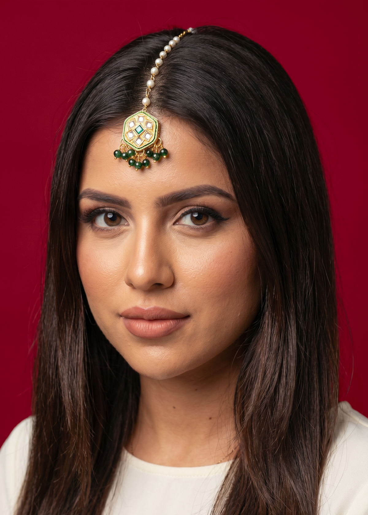 Kundan With Green Drop Mangtika