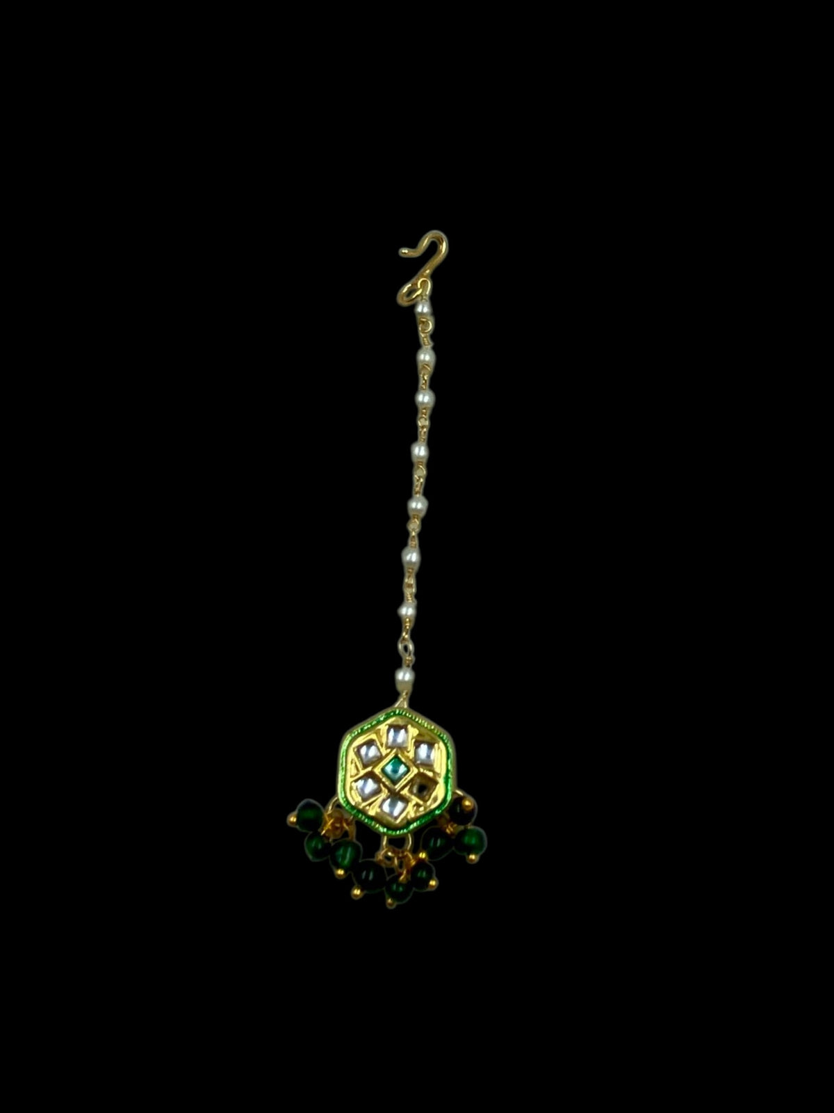 Kundan With Green Drop Mangtika