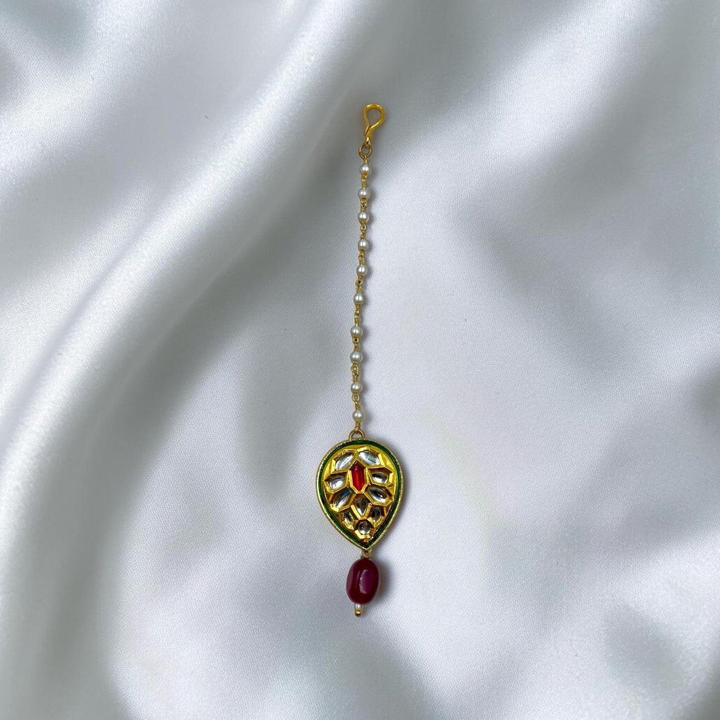 Polki With Red Drop Mangtika
