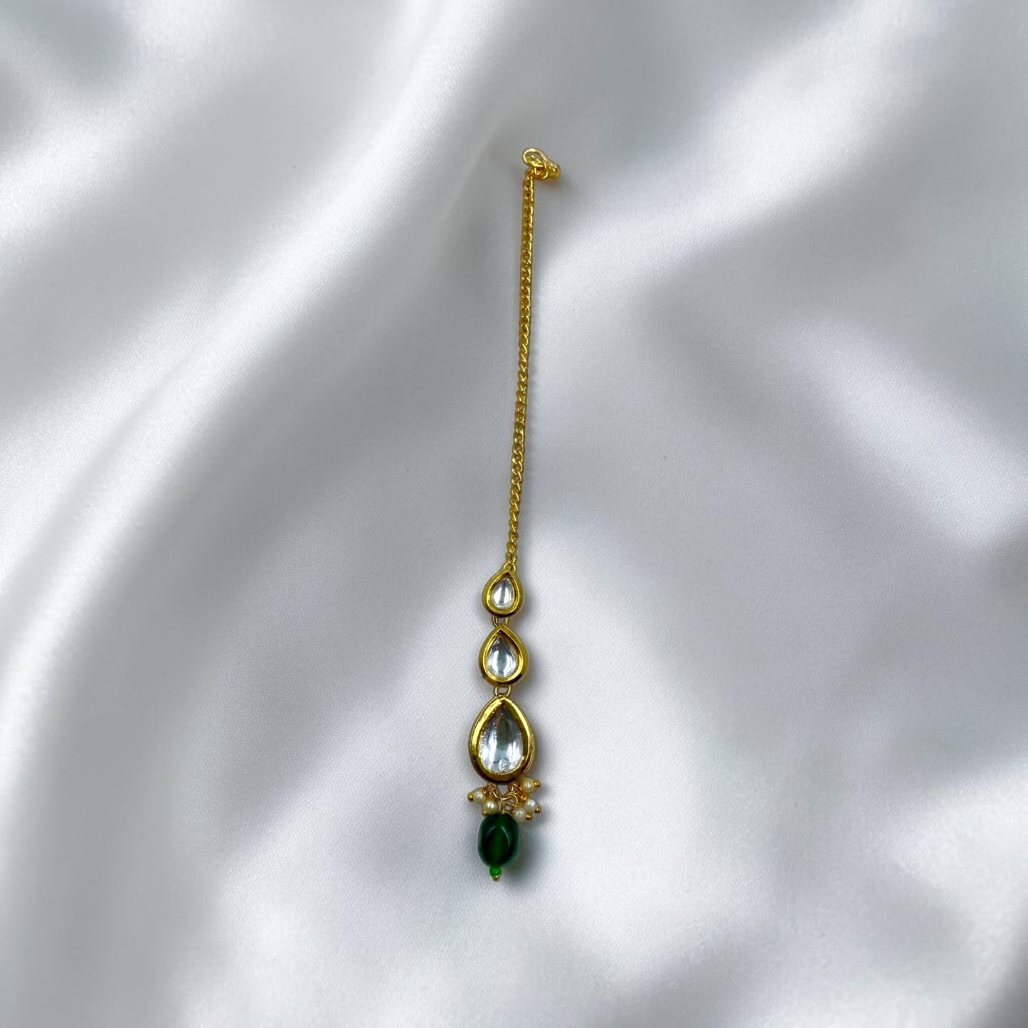 Kundan Mangtika With Green Drop