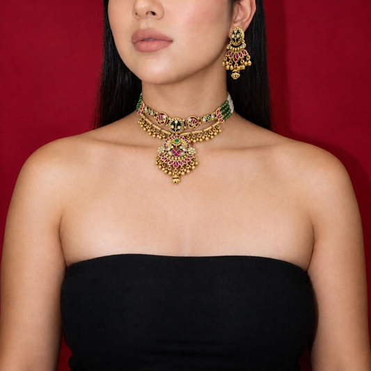 TEMPLE SHORT NECKLACE WITH EARRINGS