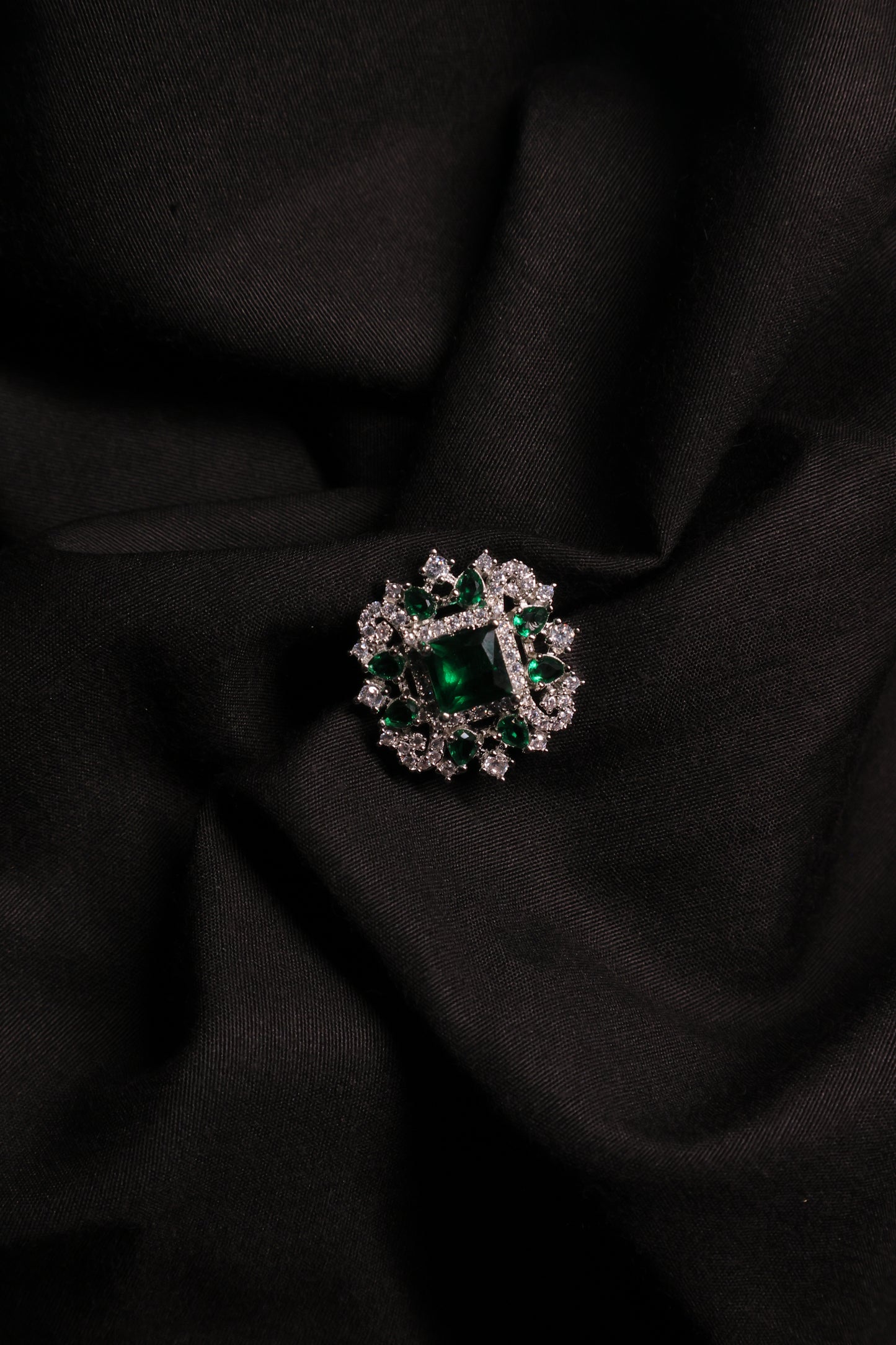 Infinite Dazzle - Green Stone Diamond Ring