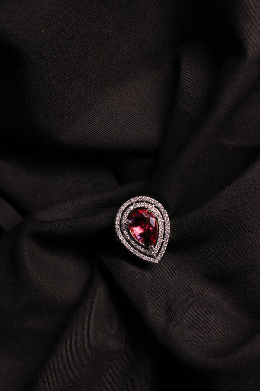 Serenity Glow - Red Stone Diamond Ring