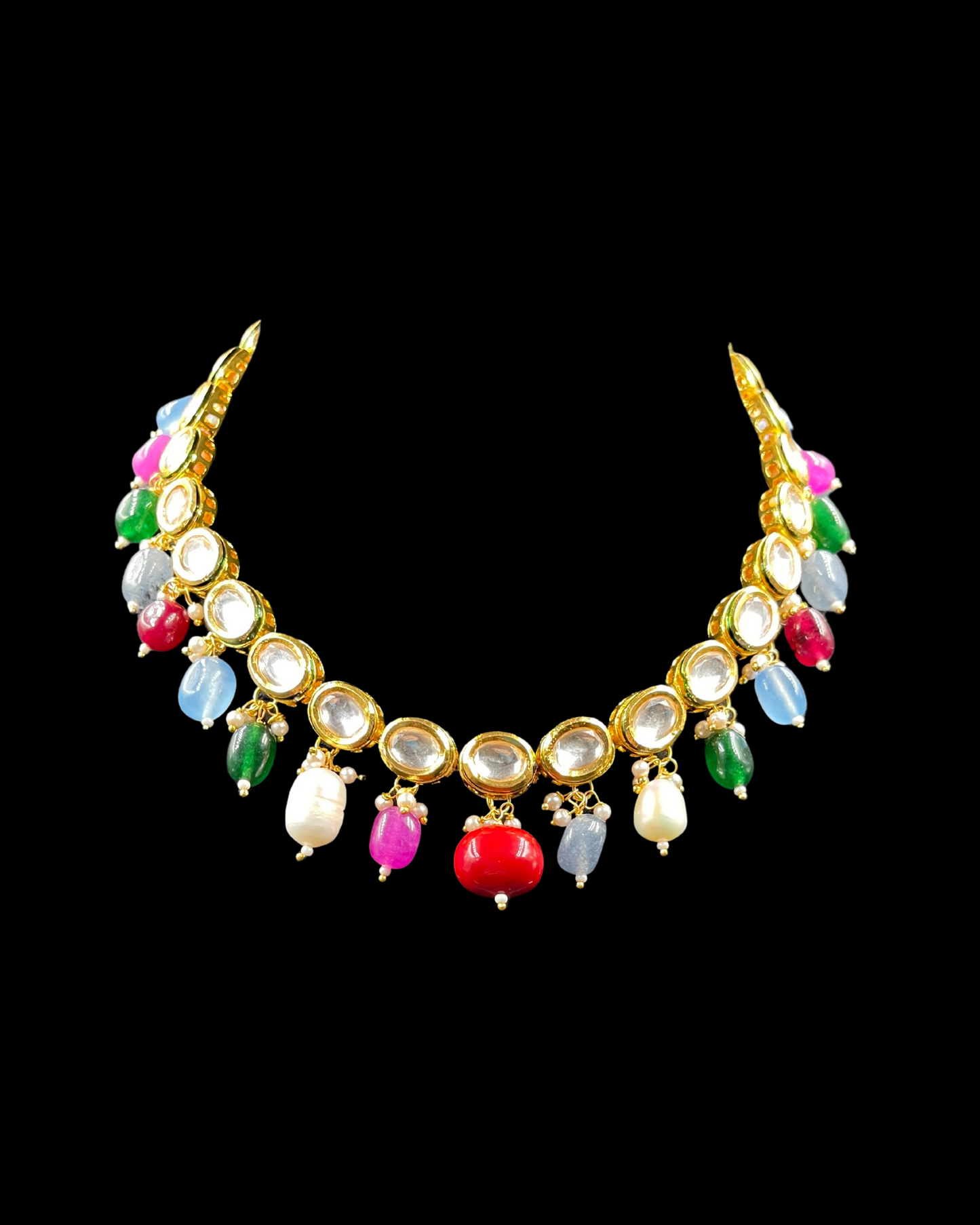 Multicolored Kundan Necklace with Earrings