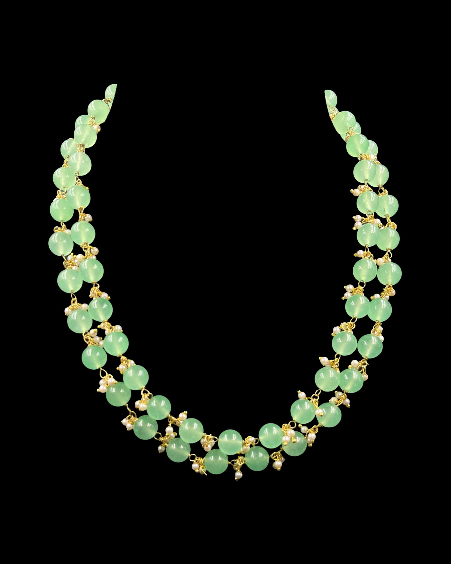 Aventurine & Pearl Double Line String Necklace