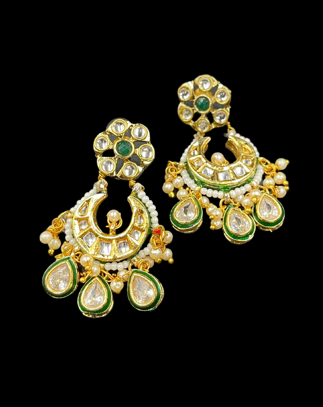 Flower & Chandbaali Kundan Earrings