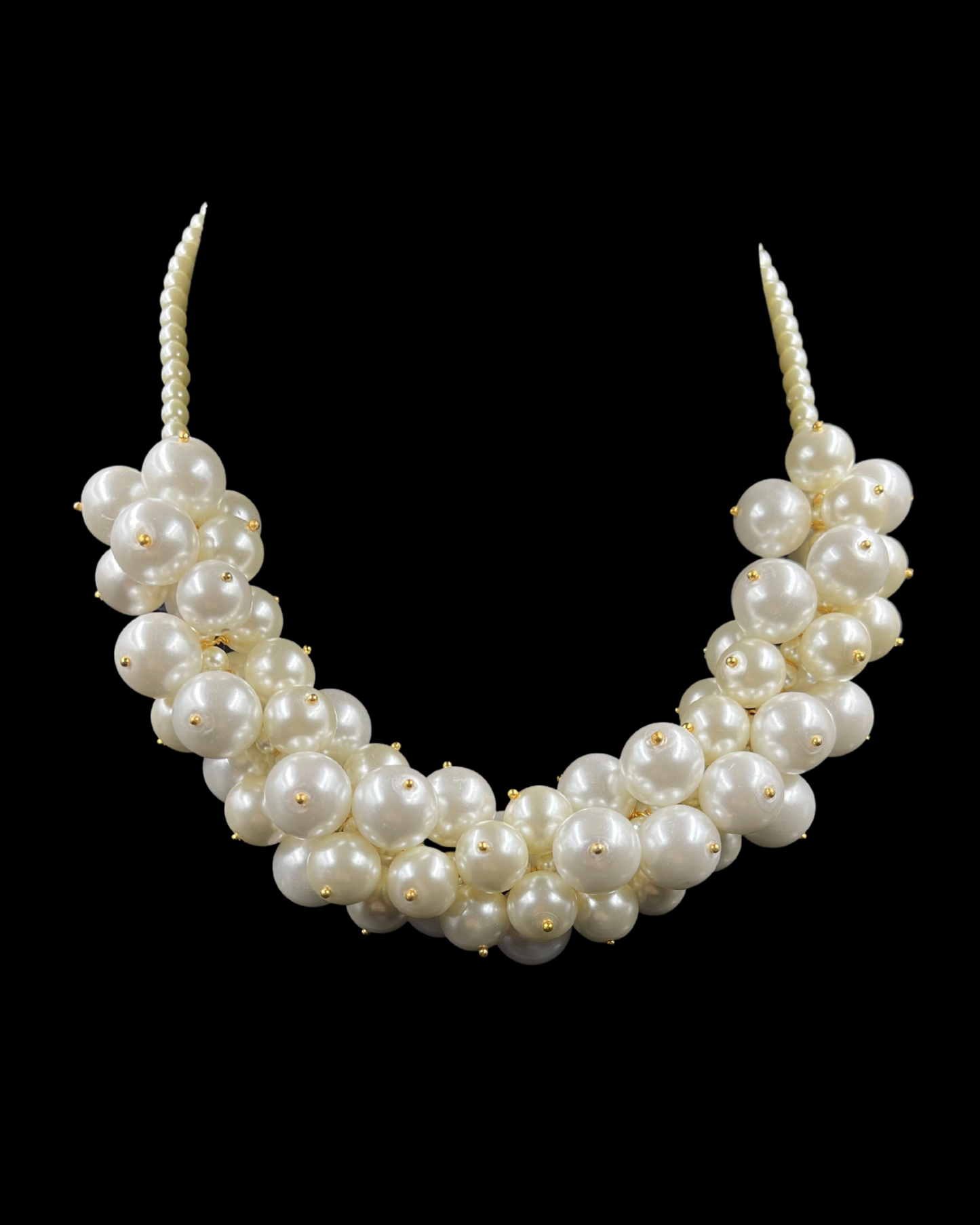 Jumbled White & Gold Shell Pearls Necklace