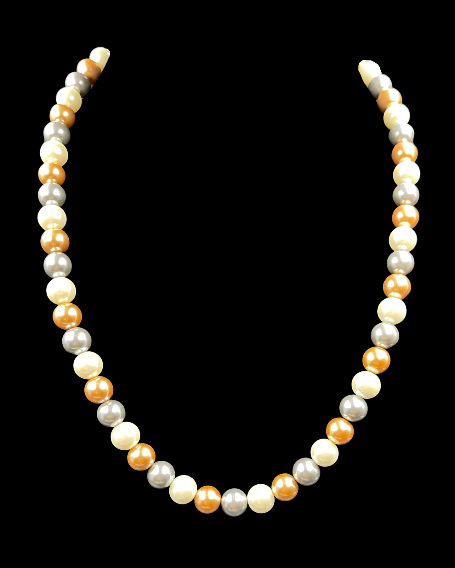 Single Line Grey, Copper & White Shell Pearl Necklace