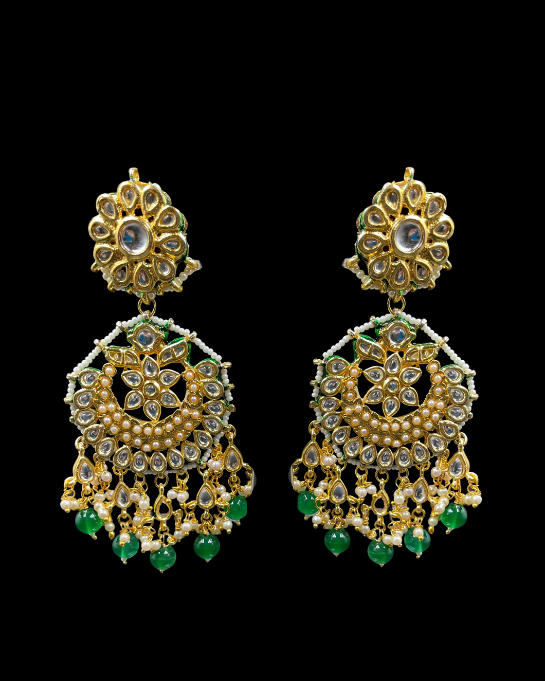 Green Onyx Chaandbali Earrings