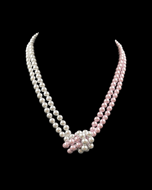 Shell Pearl Double Line Knot Necklace