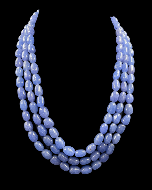 Statement Sapphire Blue Quartz Triple Line Necklace