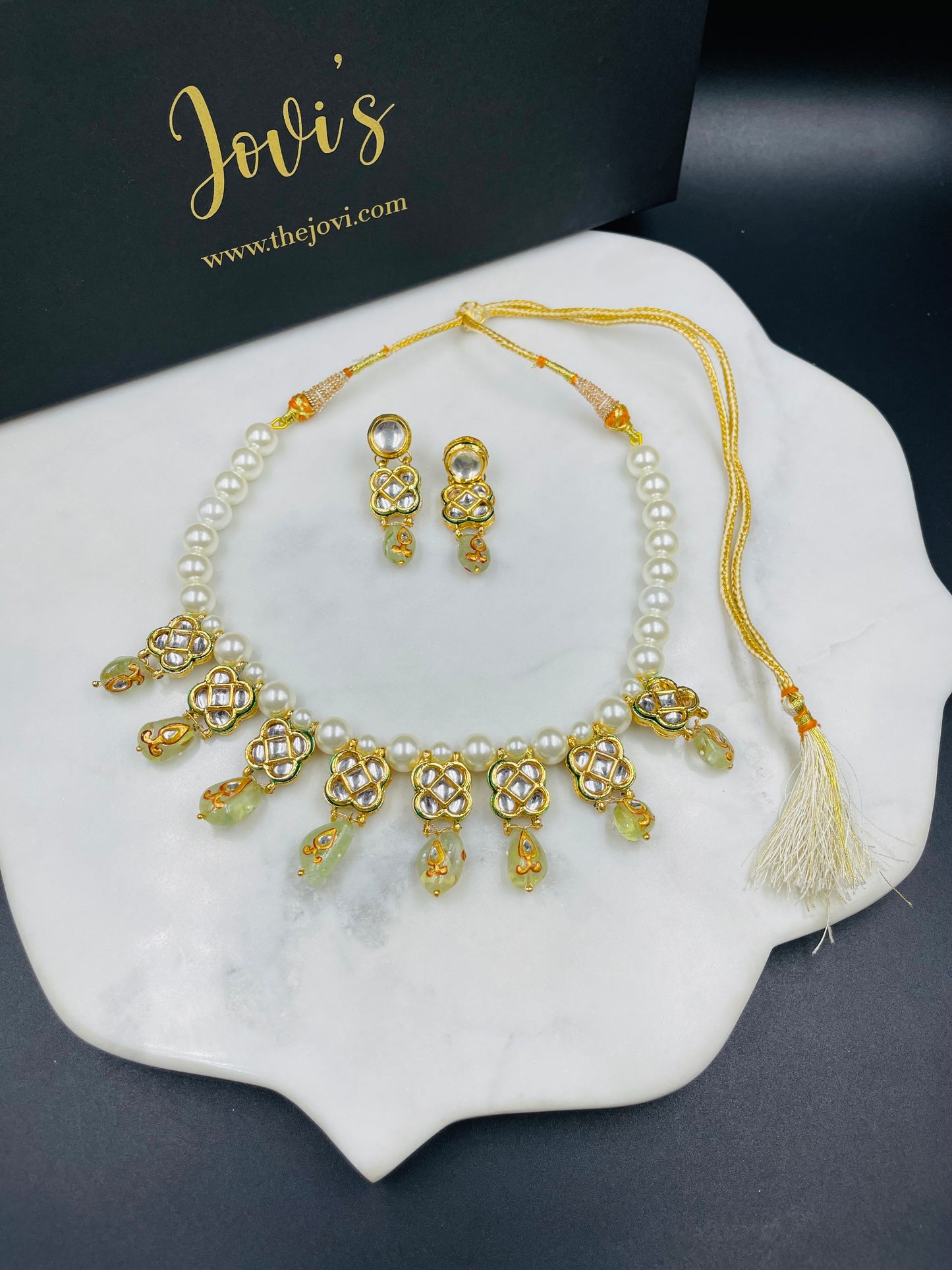 Statement Meenakari Kundan Necklace with Earrings