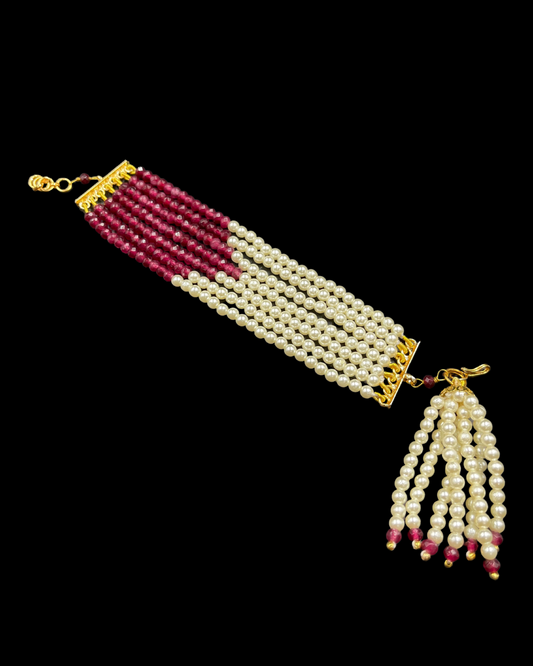 Ruby Red and Pearl Bracelet