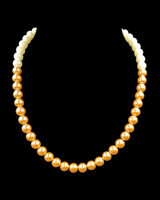 Single Line Copper & White Shell Pearl Necklace