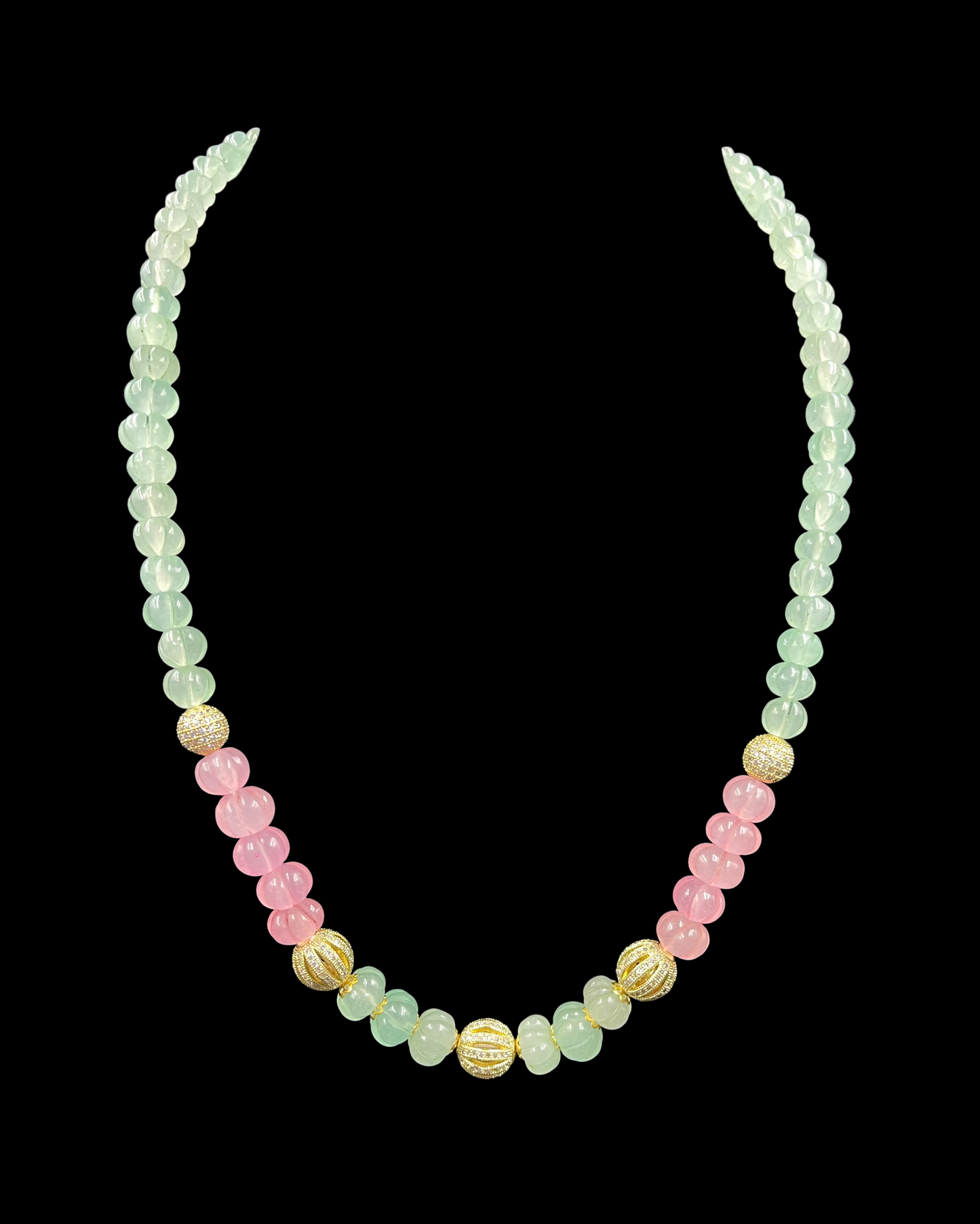 Rose & Mint Melon Quartz Single Line Necklace