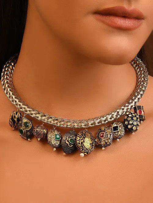 Multicolor Dual Tone Handcrafted Hasli Necklace