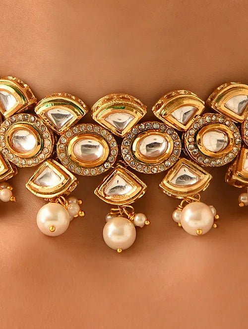 Designer Pearl and Kundan Choker with Earrings