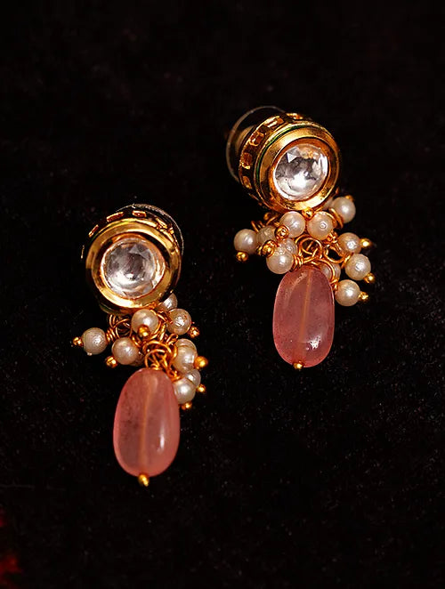 Classic Kundan and Pink Quartz Choker with Earrings