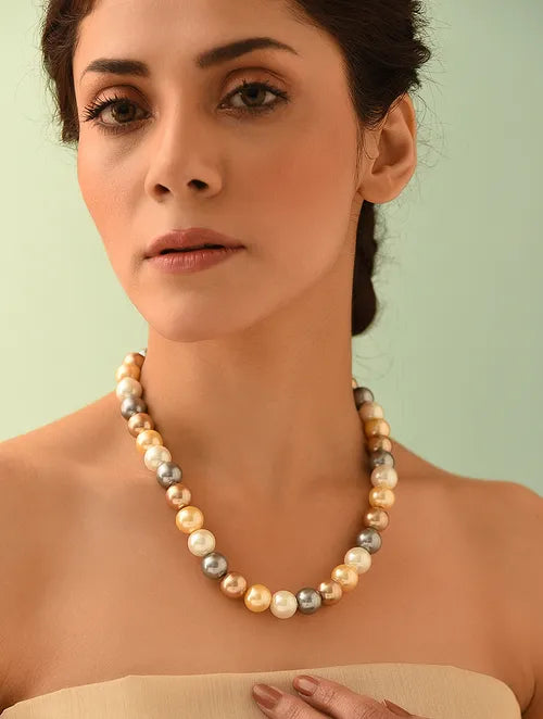 Single Line Multicolored Shell Pearl Necklace