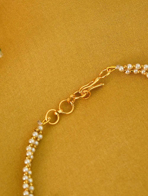 Square Kundan and Pearl Anklet