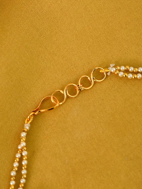 Oval Kundan and Pearl Anklet