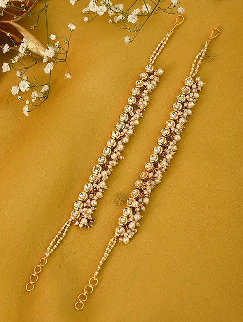 Round Kundan and Pearl Anklet