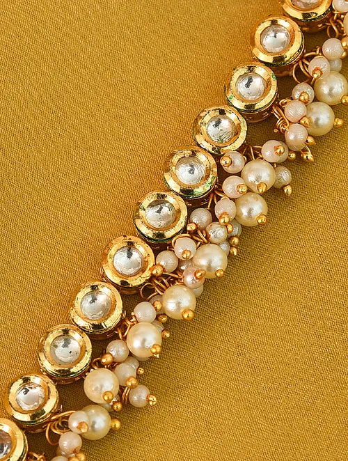 Round Kundan and Pearl Anklet