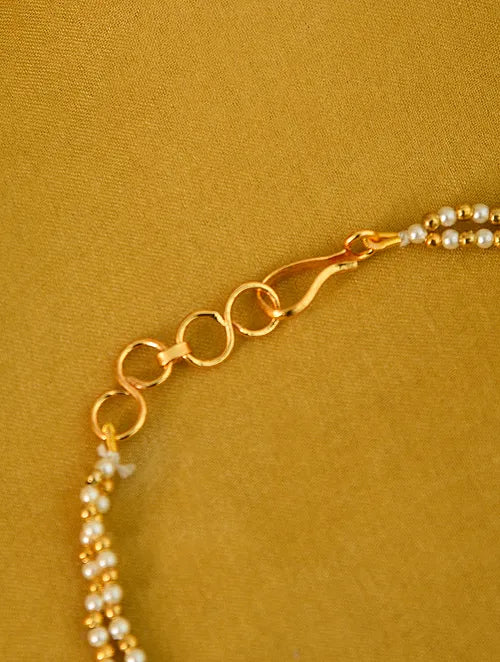 Round Kundan and Pearl Anklet