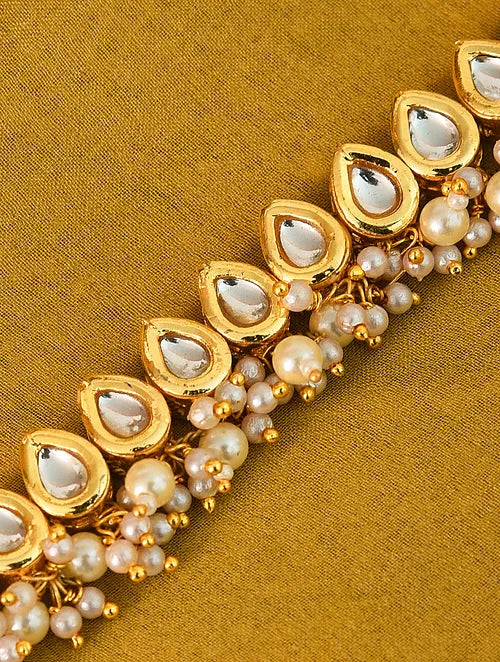 Drop Kundan and Pearl Anklet