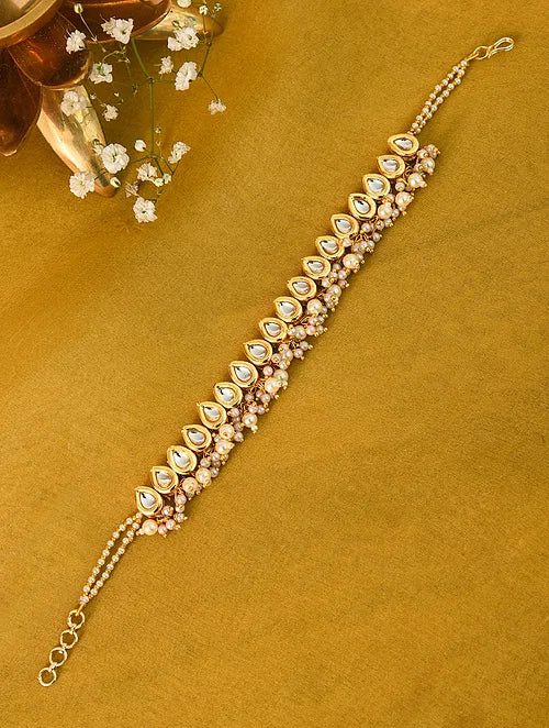 Drop Kundan and Pearl Anklet