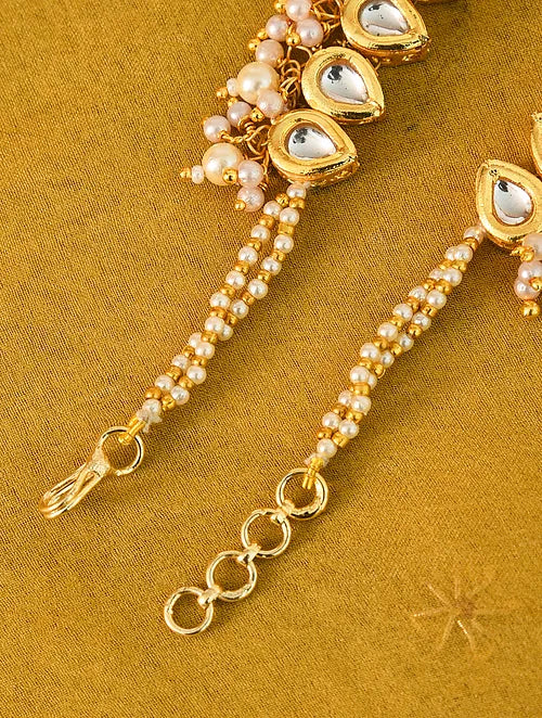 Drop Kundan and Pearl Anklet