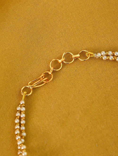 Inverted Kundan Anklet with Ghungroo and Pearls