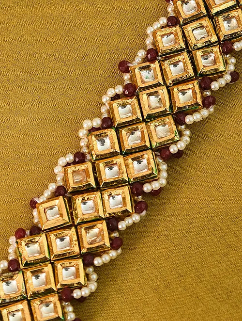 Traditional Kundan Bracelet with Red Accents