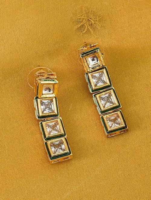 Statement Square Polki Necklace with Earrings